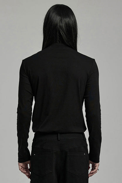 Black/red Long Sleeves Stitching Lace-up Ripped Punk Blouse