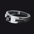 Black Onyx Ring Diamond Ring in Sterling Silver