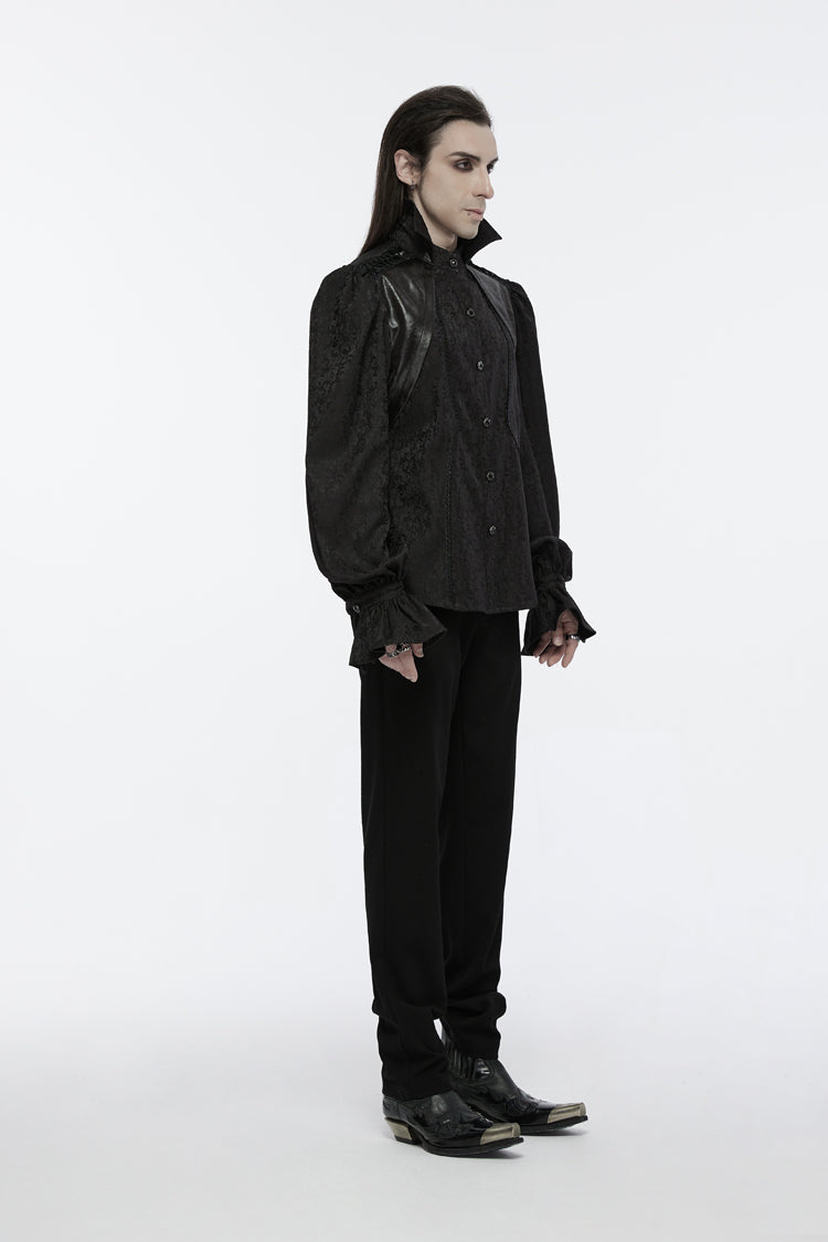 Black Long Puff Sleeves Lace-up Gothic Blouse