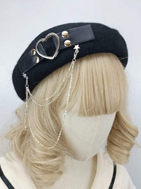 Jirai Heart Ring Star Chain Strap Beret