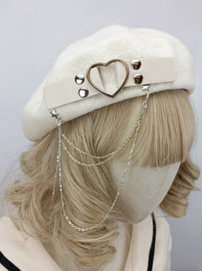 Jirai Heart Ring Star Chain Strap Beret