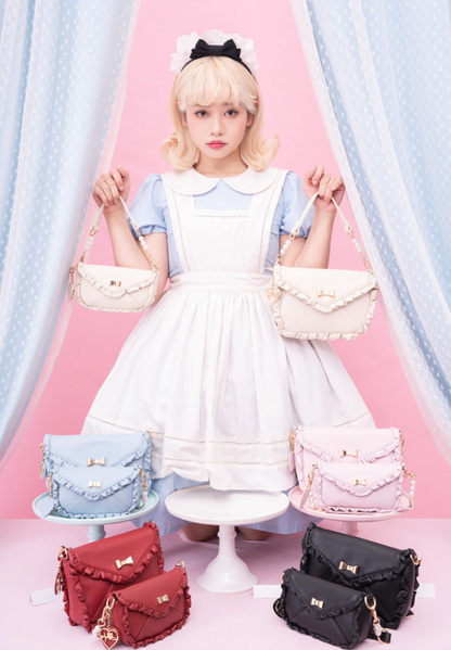 Bag With Heart Strap and Bow Ruffle