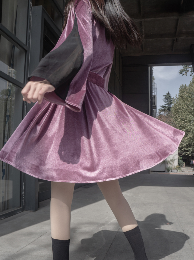 Dark Purple Twin Velvet Dress Set