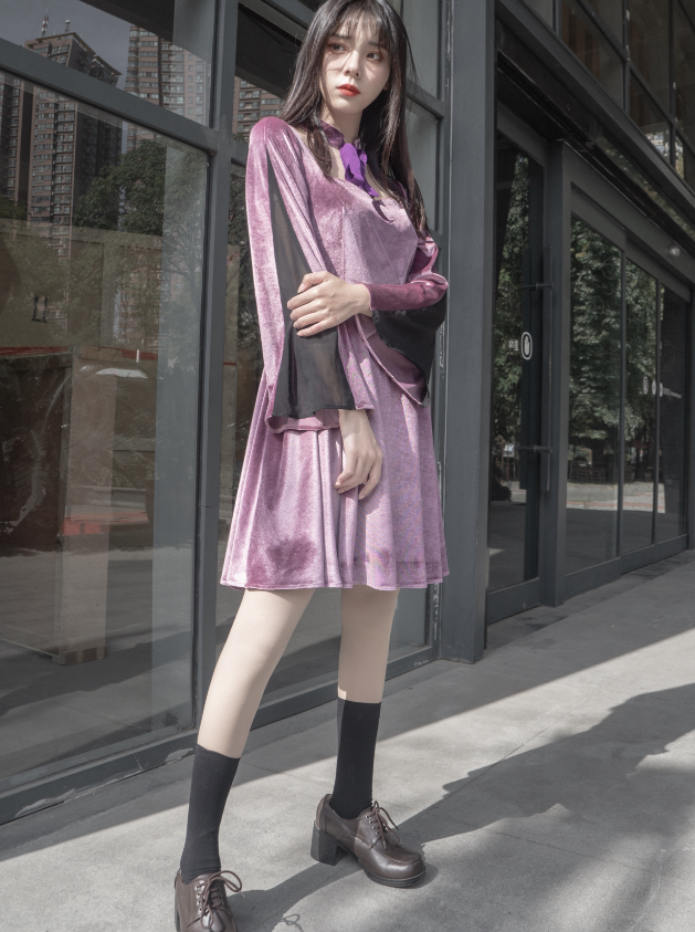 Dark Purple Twin Velvet Dress Set