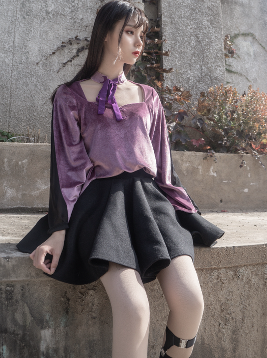 Dark Purple Twin Velvet Dress Set