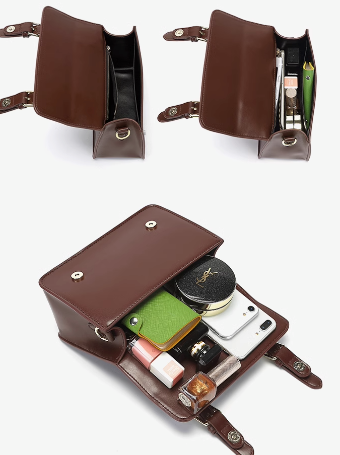 Leather Look Satchel Bag With Strap