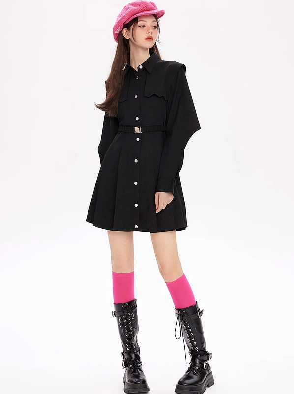 Waist Design Pleated Dress