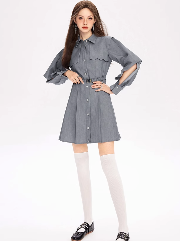 Waist Design Pleated Dress