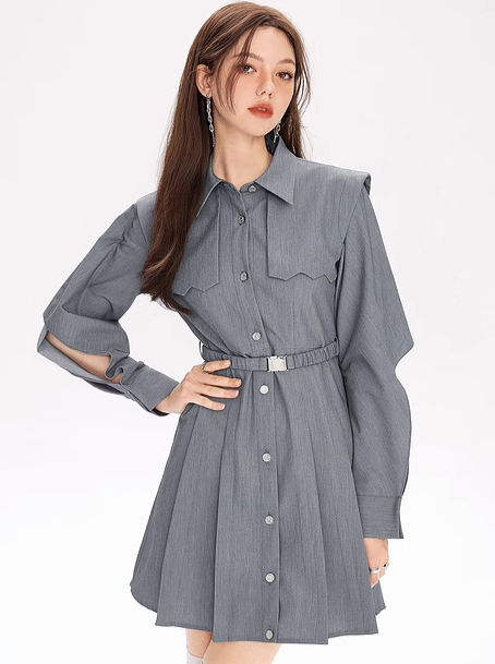 Waist Design Pleated Dress