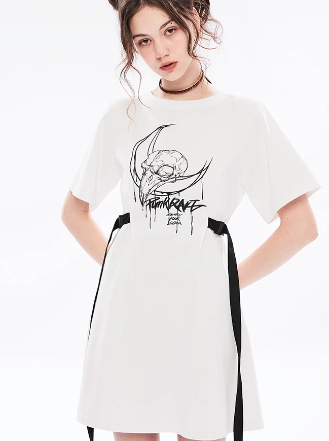 Punk Dark Waist T Shirt Dress
