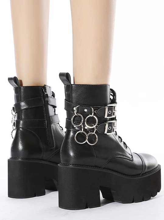 Punk Belt Buckle Metal Ring Martin Boots