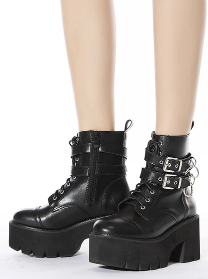 Punk Belt Buckle Metal Ring Martin Boots