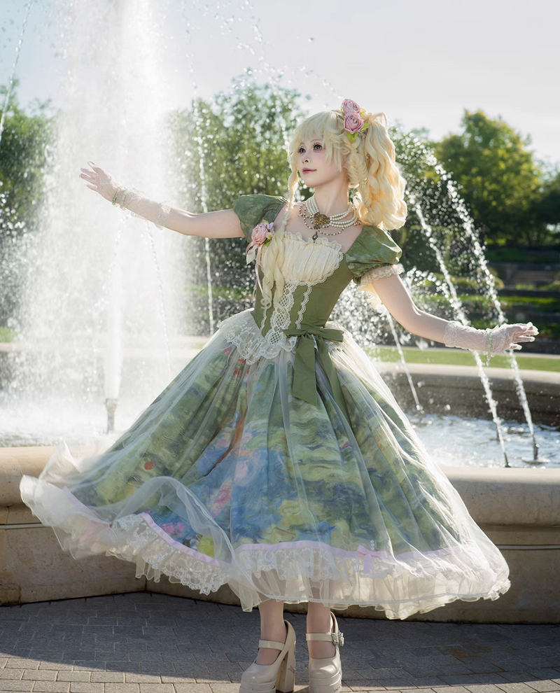 [pre-order Deadline: May 15] Monet Garden Oil Handle Classical Chiffon Dress + Bustier