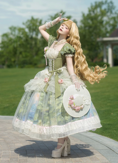 [pre-order Deadline: May 15] Monet Garden Oil Handle Classical Chiffon Dress + Bustier