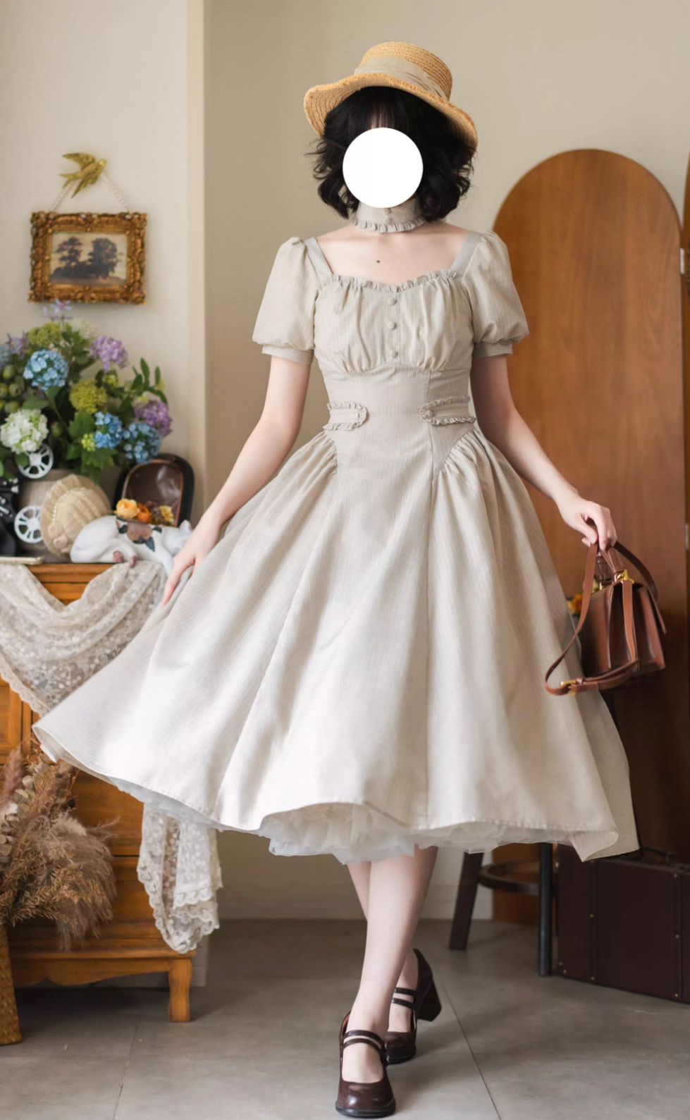 [pre-order] Retro French Classic Cotton & Linen Striped Dress