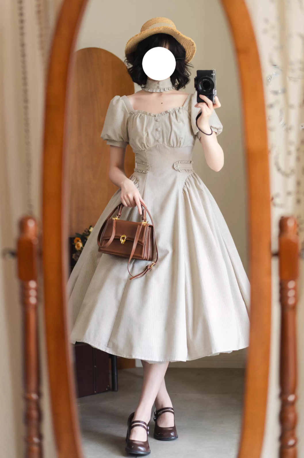 [pre-order] Retro French Classic Cotton & Linen Striped Dress