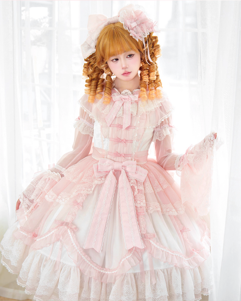 [pre-order] Candy Flavor Flower Lace Tulle Dress + Ribbon Veil