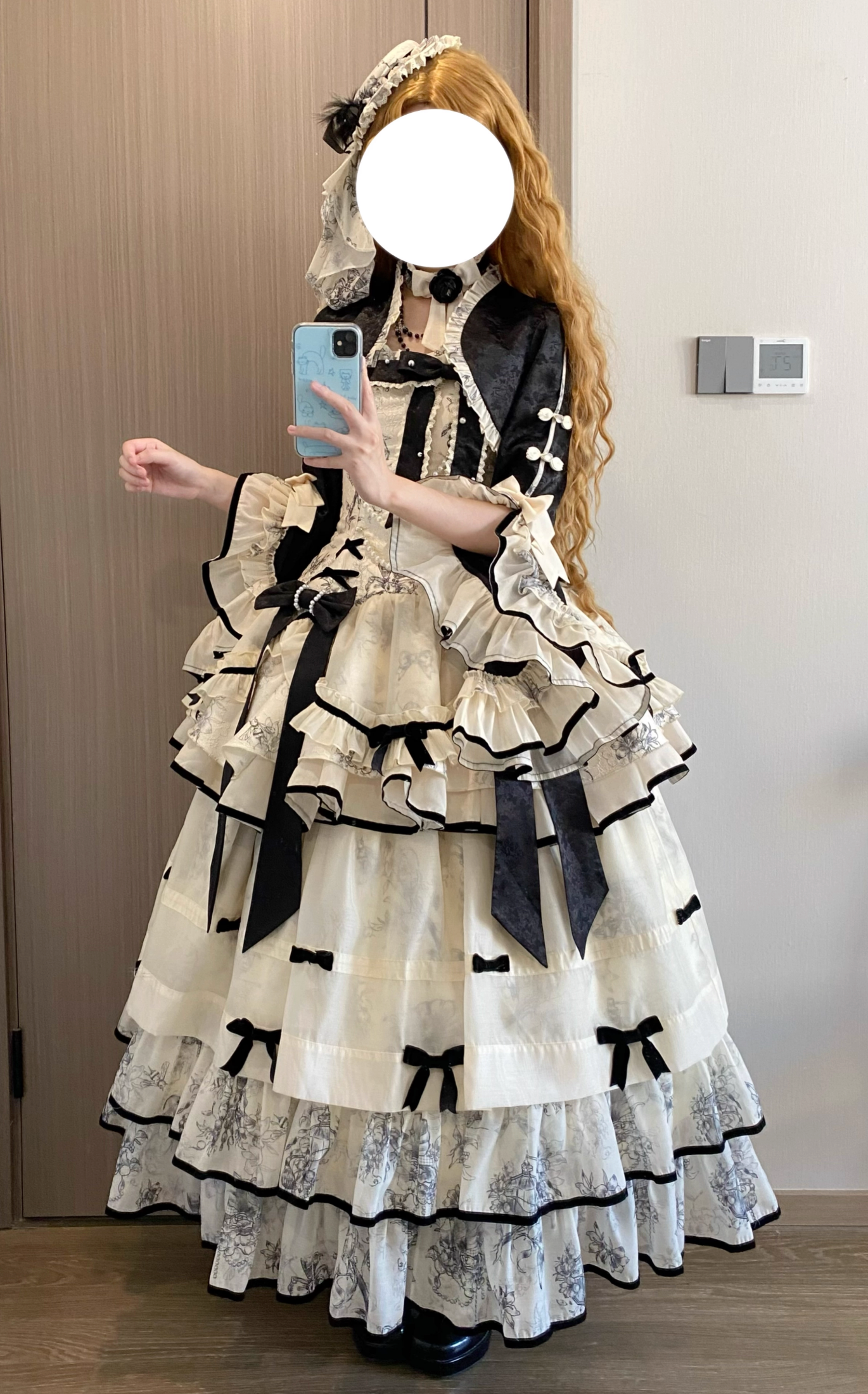 [pre-order] Brandy French Pearl Bustier Dress + Long Skirt + Black Jacquard Jacket + Complete Accessories
