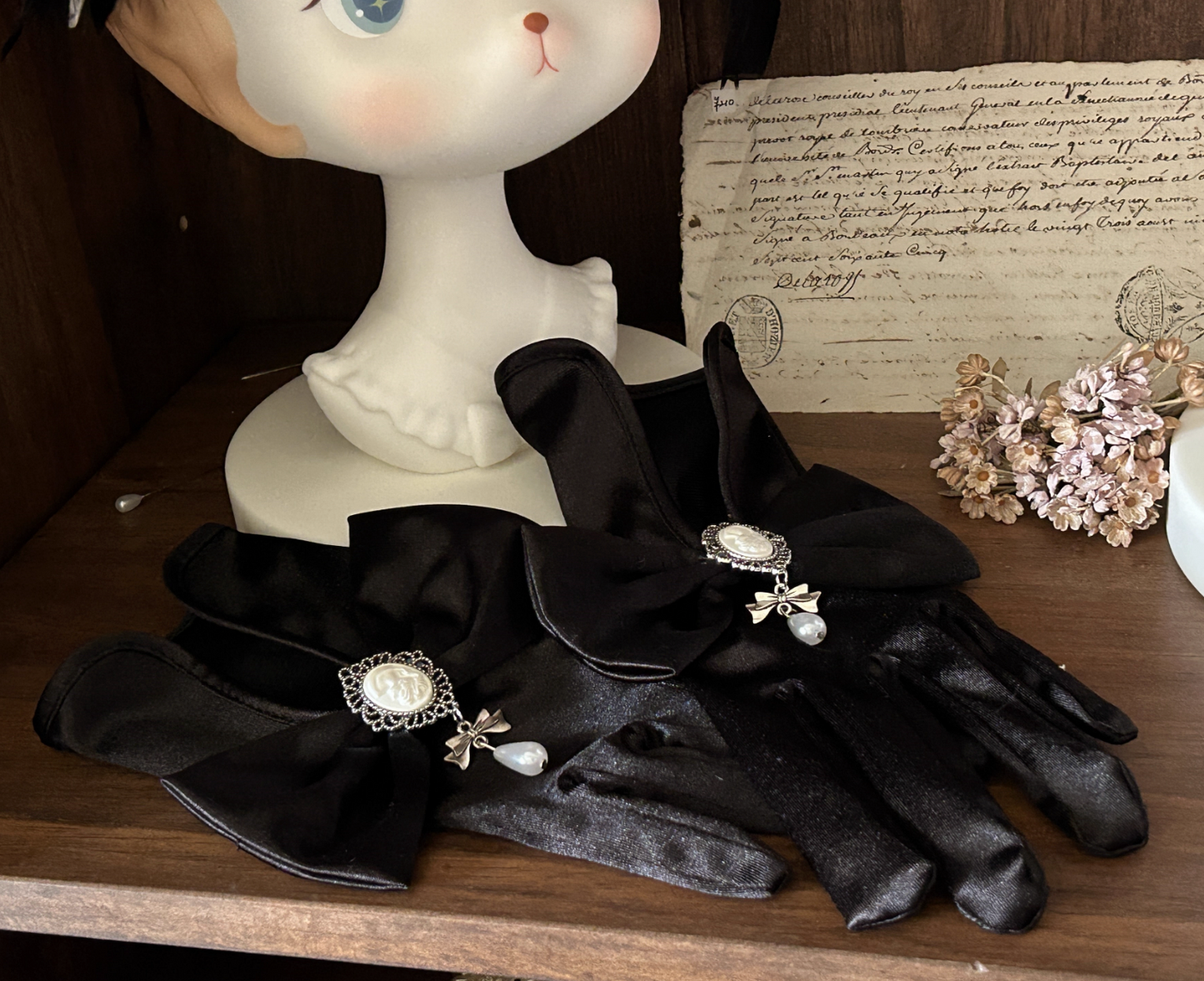 [pre-order] Brandy French Pearl Bustier Dress + Long Skirt + Black Jacquard Jacket + Complete Accessories