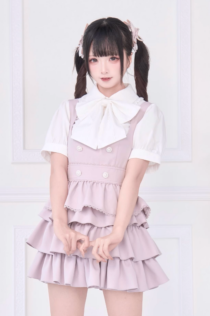 [pre-order] Lace Ribbon Shirt + Sass Dress 2way Sweet & Spicy