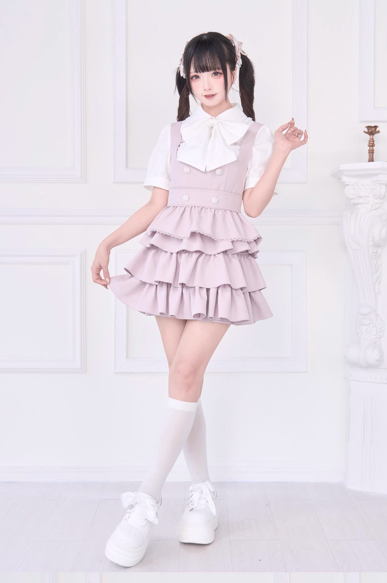 [pre-order] Lace Ribbon Shirt + Sass Dress 2way Sweet & Spicy