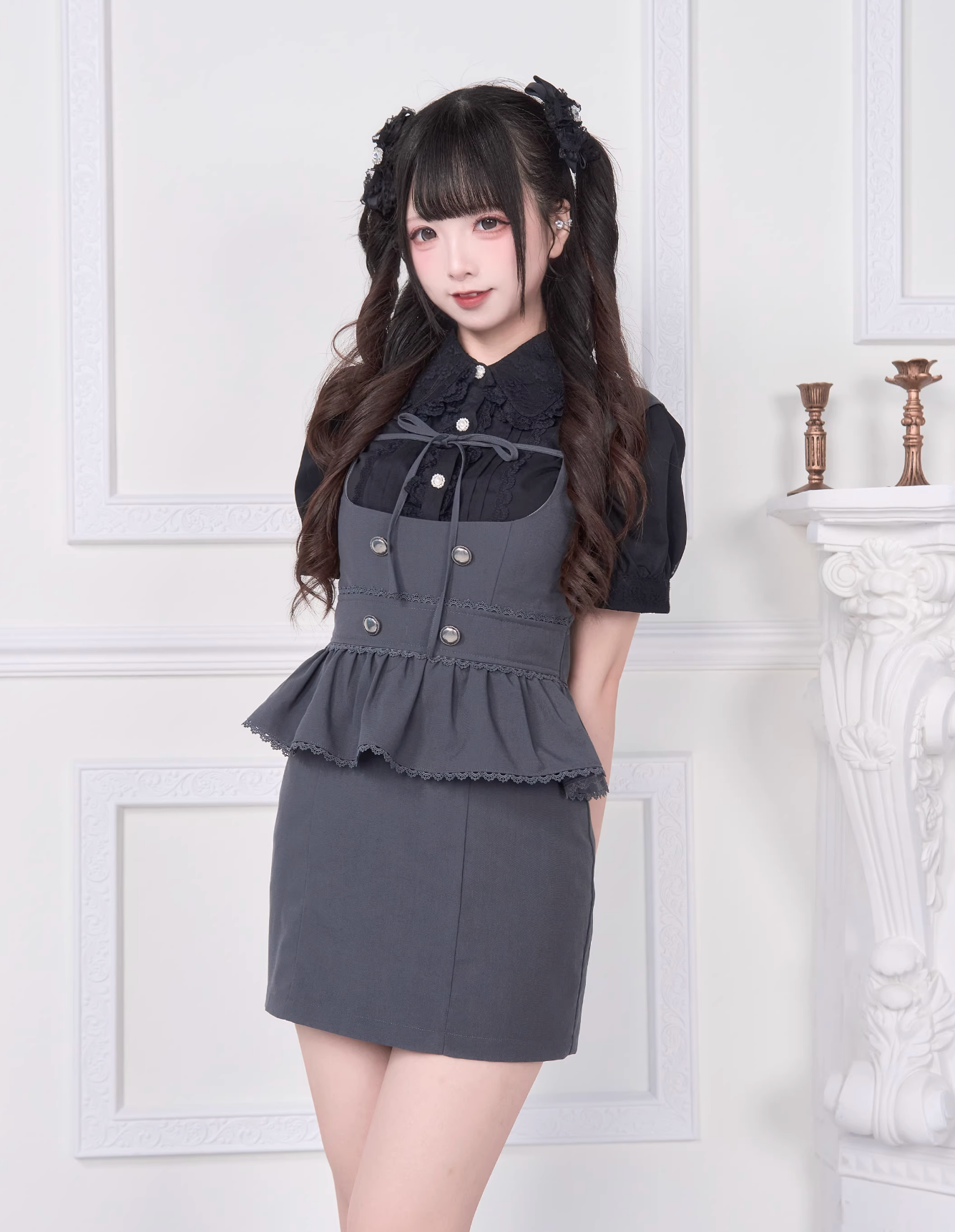 [pre-order] Lace Ribbon Shirt + Sass Dress 2way Sweet & Spicy