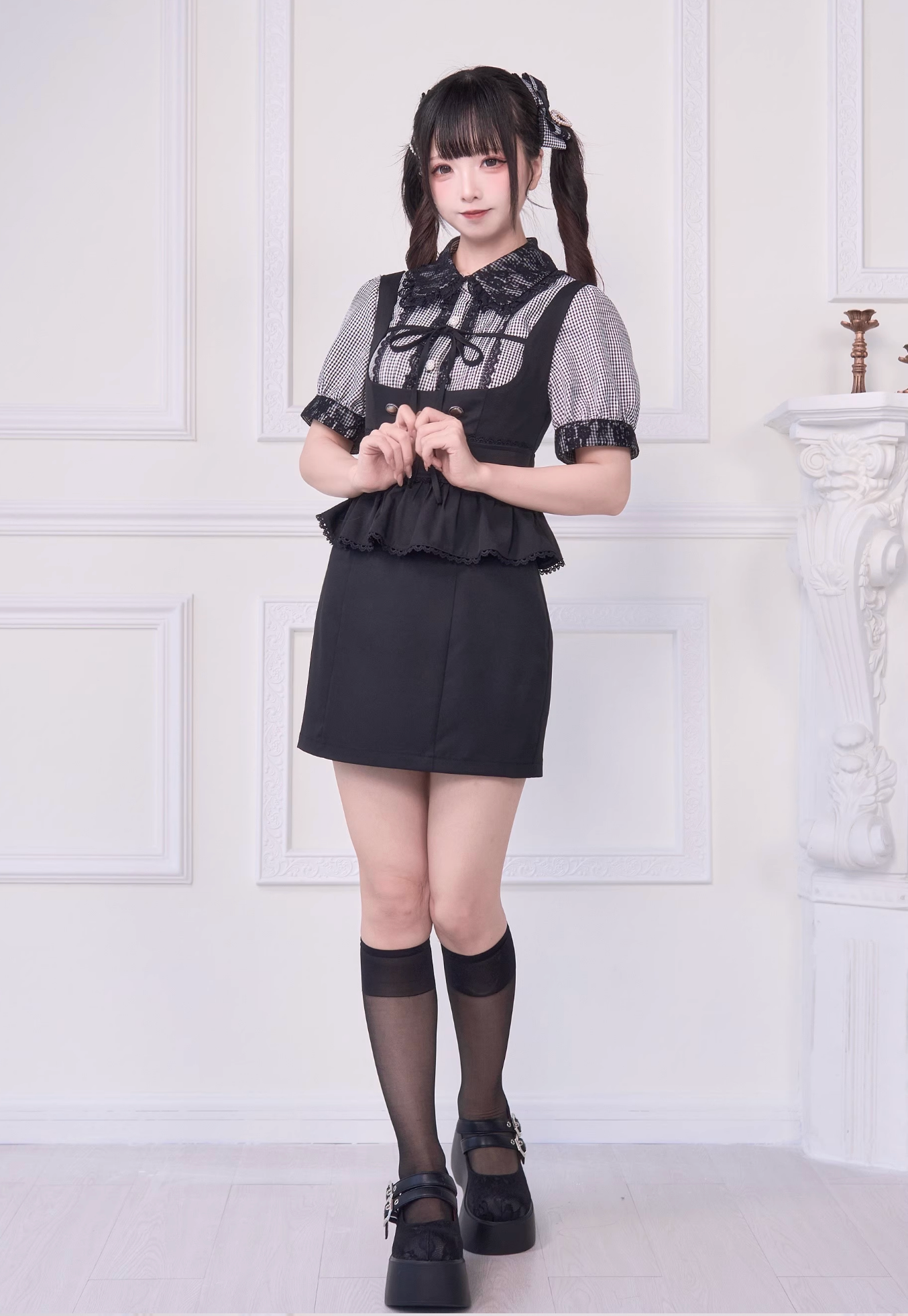 [pre-order] Lace Ribbon Shirt + Sass Dress 2way Sweet & Spicy