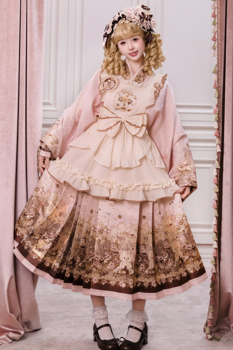Little Bear Dessert House Dress + Skirt + Apron + Brooch + Overskirt