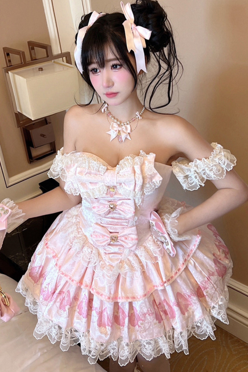 Ribbon Love Strawberry Princess Dress + Skirt