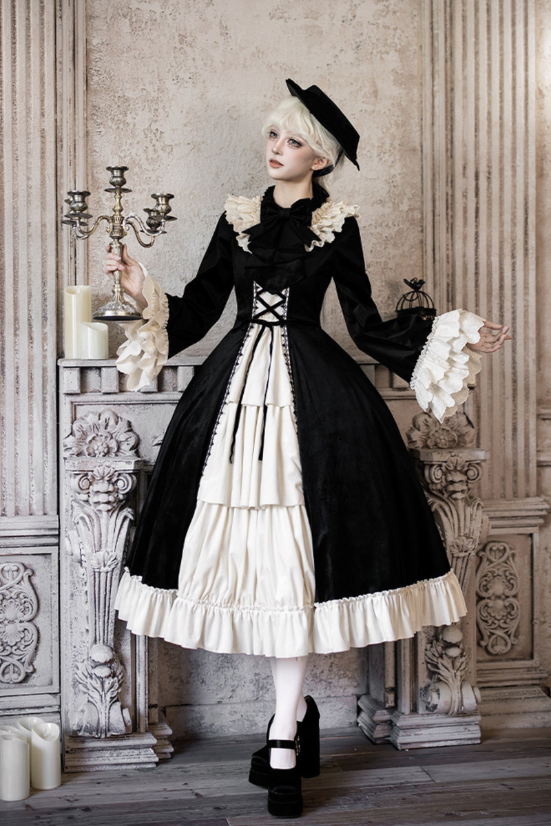 Classical Dress + Collar + Ribbon + Hat