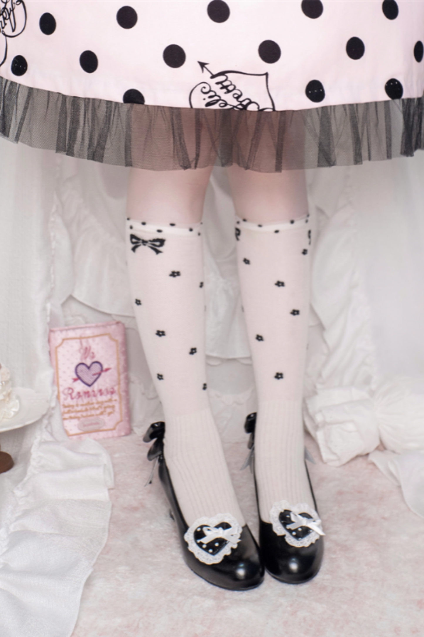 Retro Polka Dot Heart Lolita Sweet Shoes