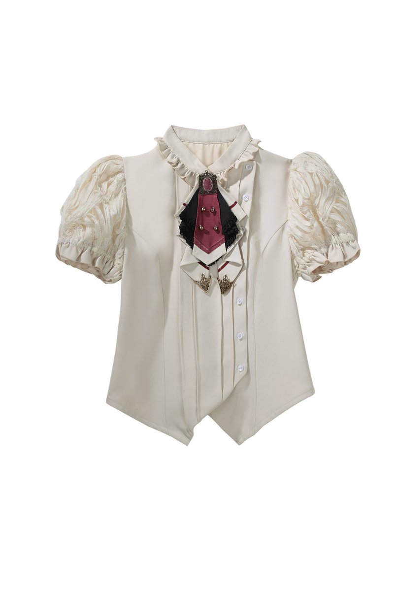 Lolita Puff Sleeve Top + Asymmetrical Skirt + Corset