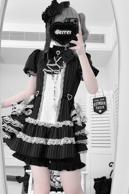 Puff Sleeve Gothic Style Top + Pants