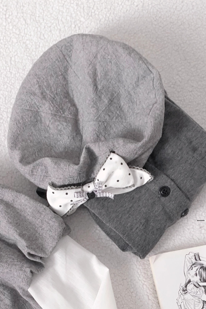 Gray Polka Dot Doll Dress + Beret