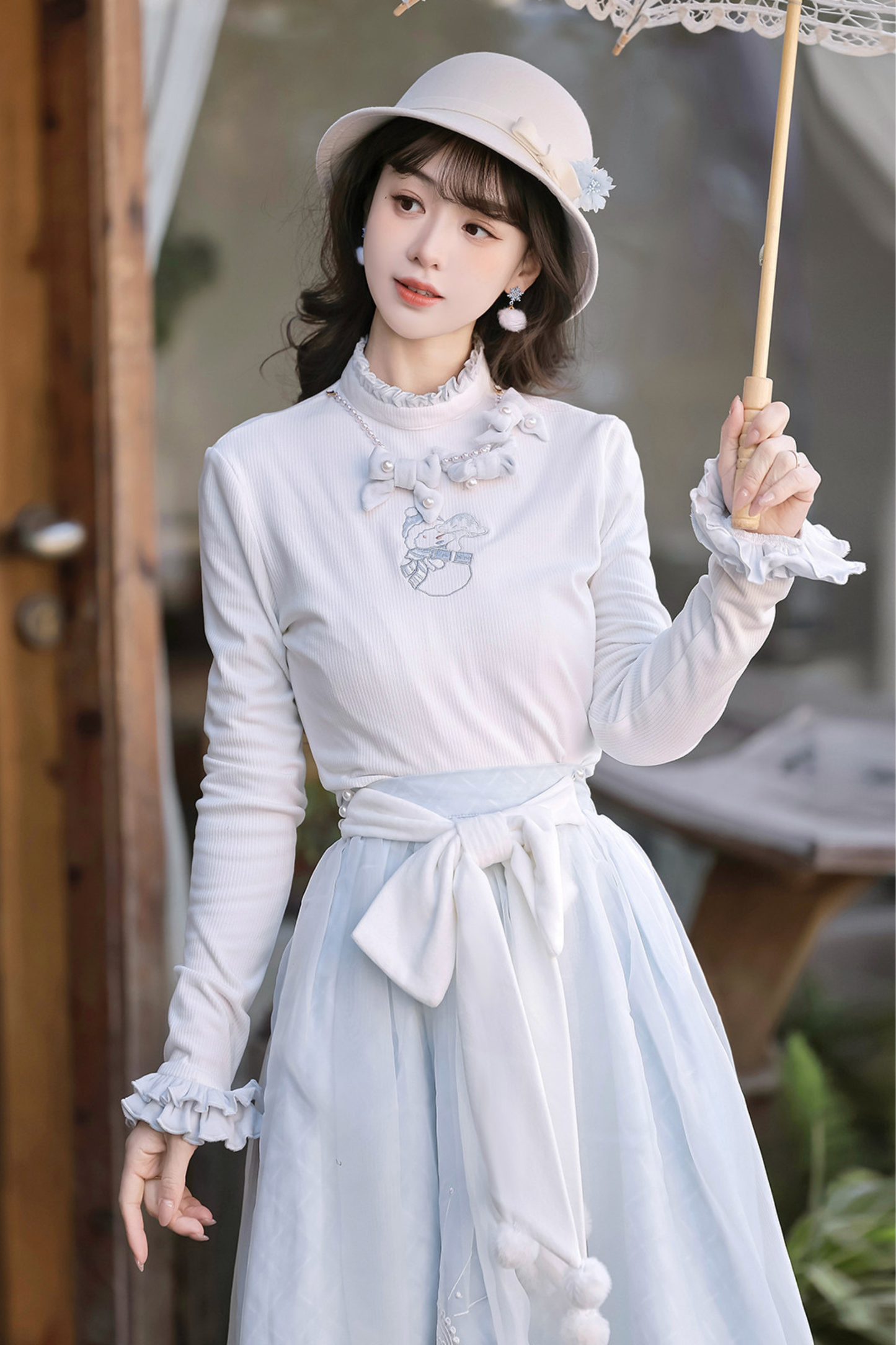 Clear Sky Lolita Coat + Tops + Skirt