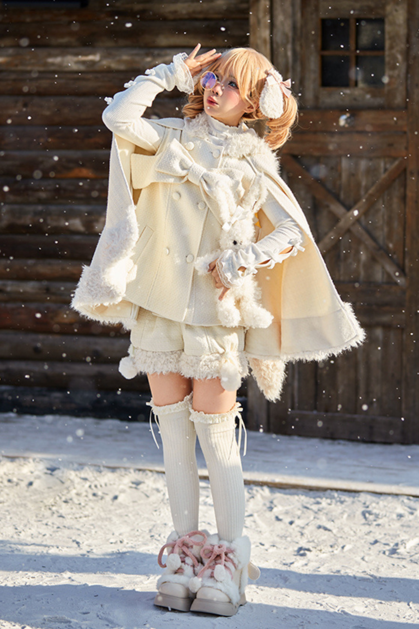 Animal Tweed Coat + Boa Shorts