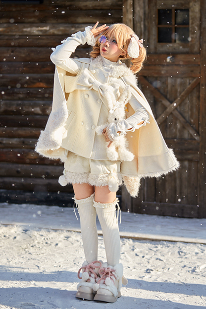 Animal Tweed Coat + Boa Shorts