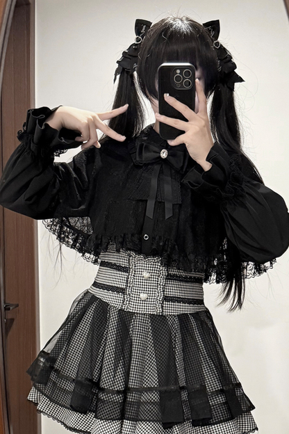 Lace Cape Two Piece Skirt + Lace Shirt