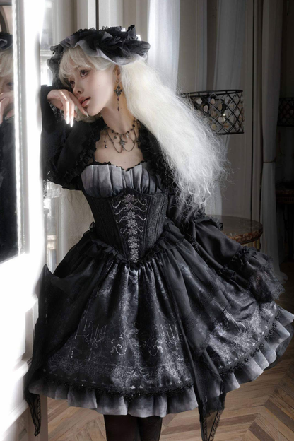 Gothic Lolita Jumper Skirt + Jacket + Skirt + Shirt + Corset + Accessories