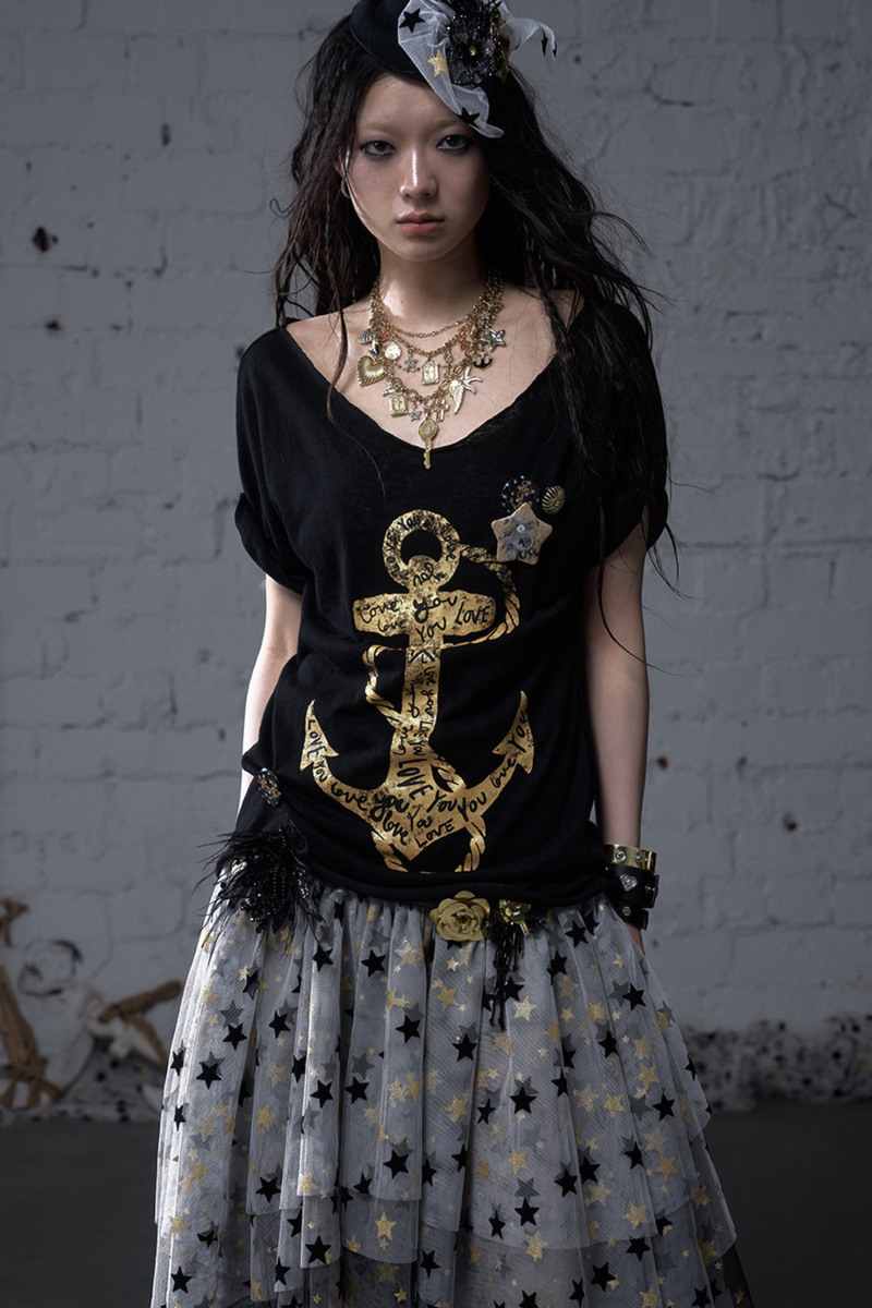 Y2k Tight Print Top