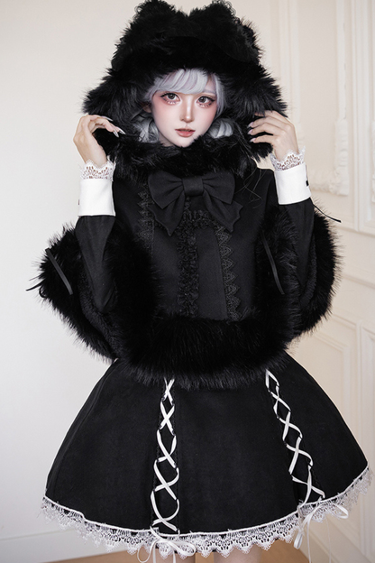 Mermaid Dress + Lace-up Short Dress + Cloak + Collar + Ribbon Brooch