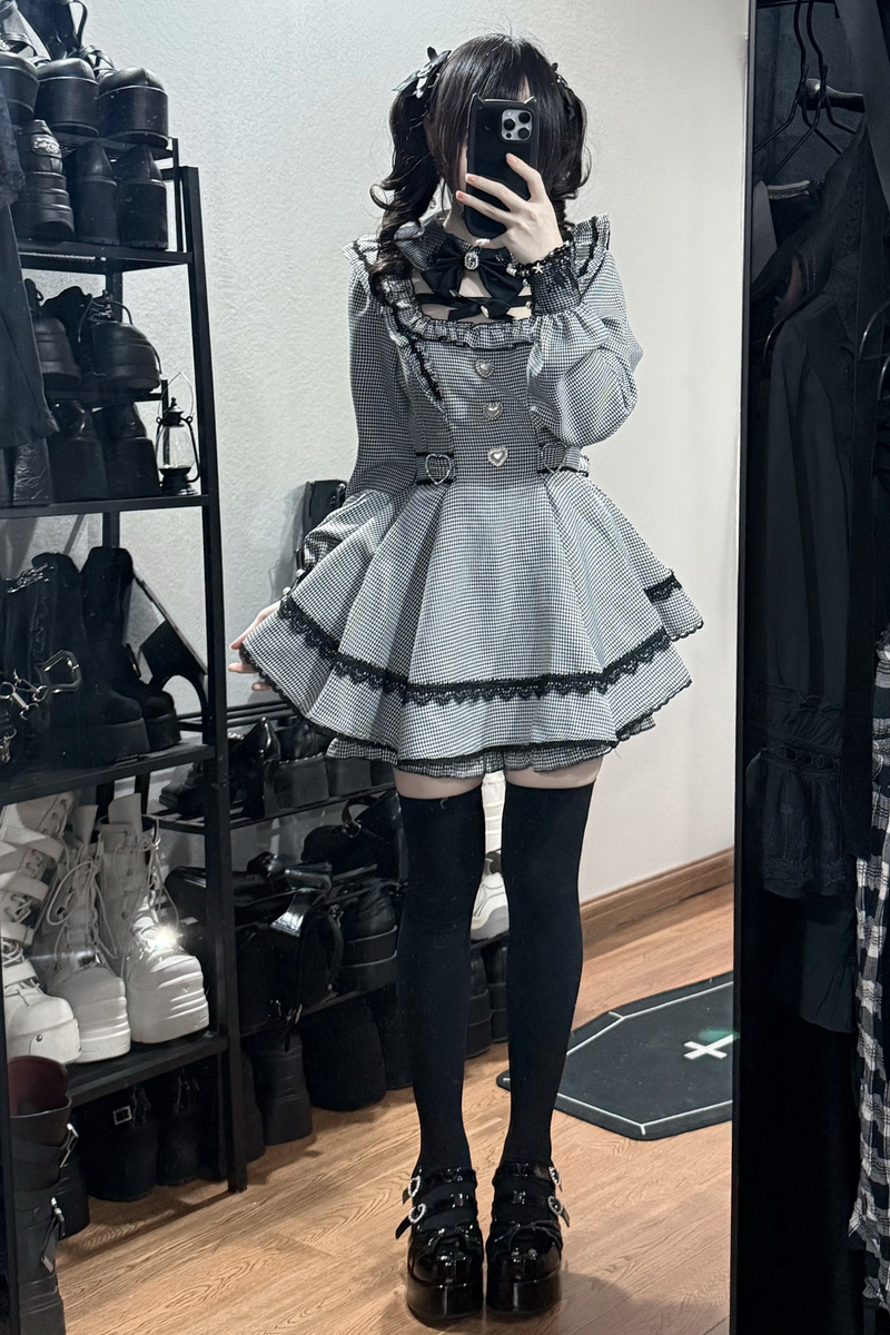 Plaid Dark Jirai Dress + Shorts