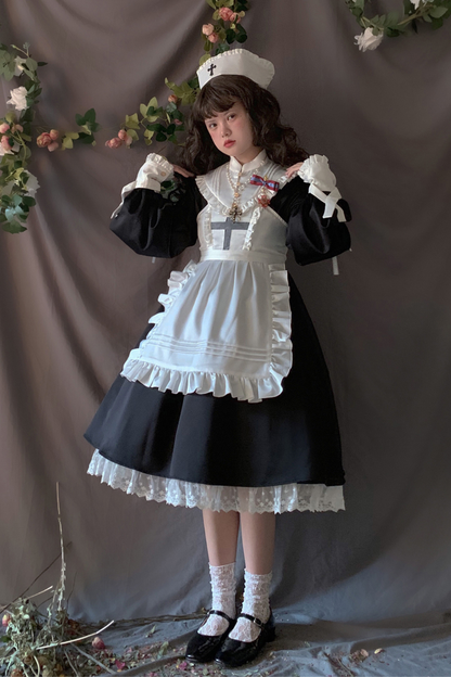 Lantern Angel Maid Lolita Dress + Apron + Detachable Collar