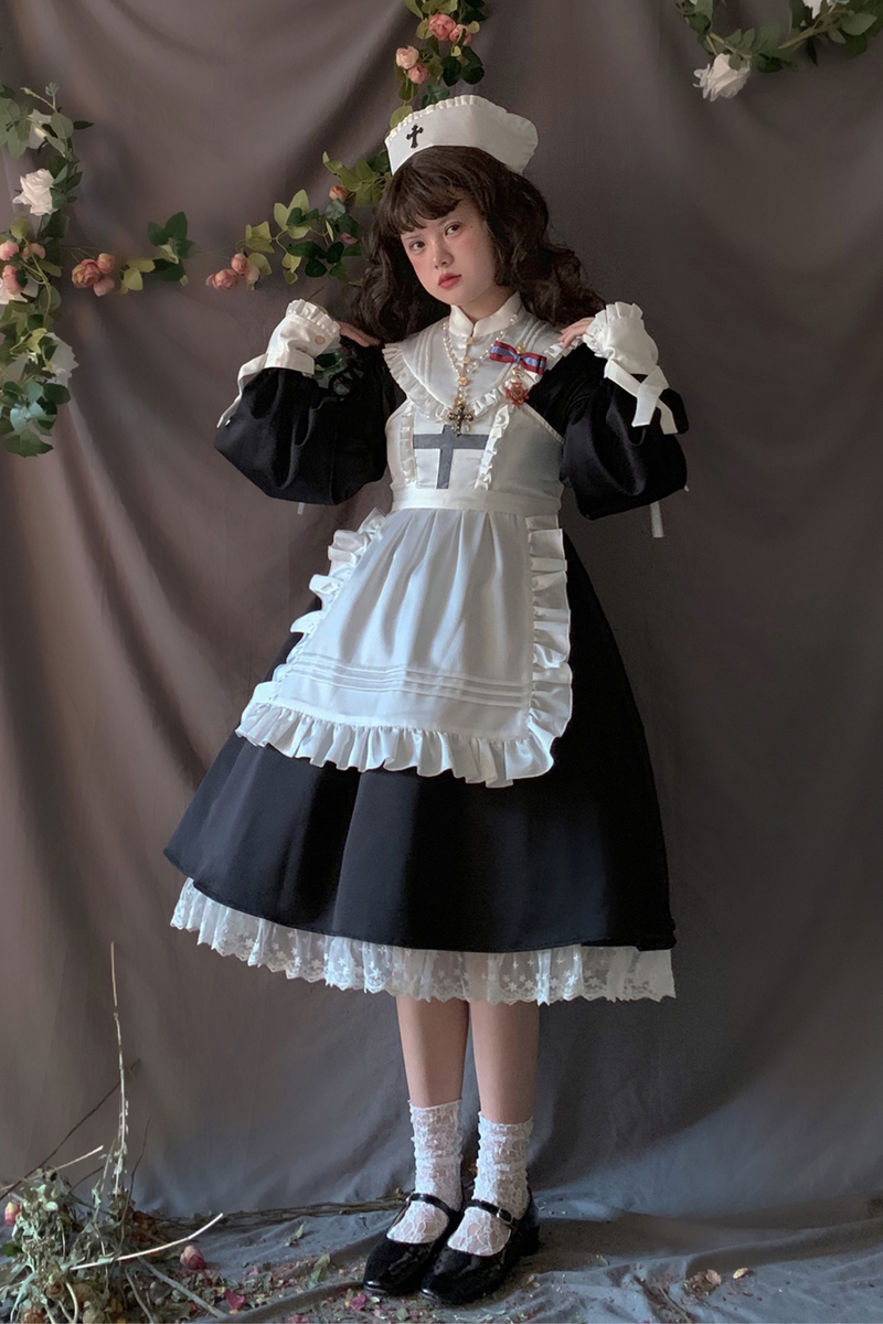 Lantern Angel Maid Lolita Dress + Apron + Detachable Collar