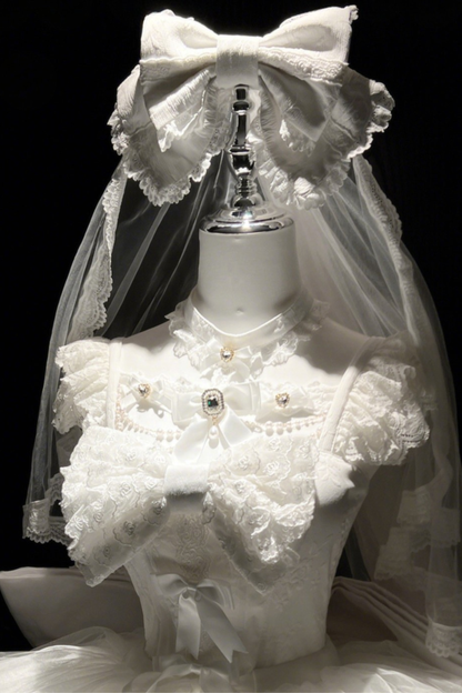 Pure Bridal Lolita Dress + Veil + Waist Belt