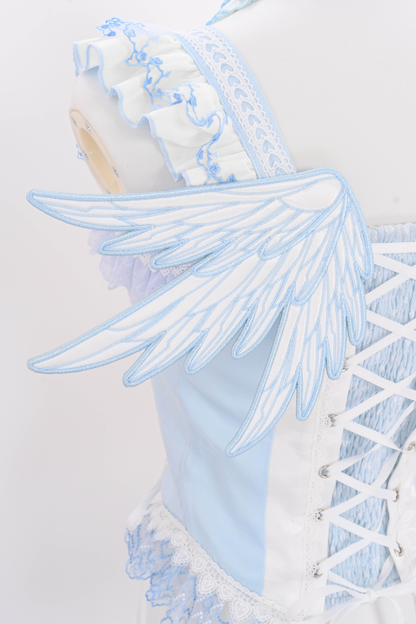 Aqua Angel Line Top + Skirt + Shirt Collar + Sleeve + Hat + Clips
