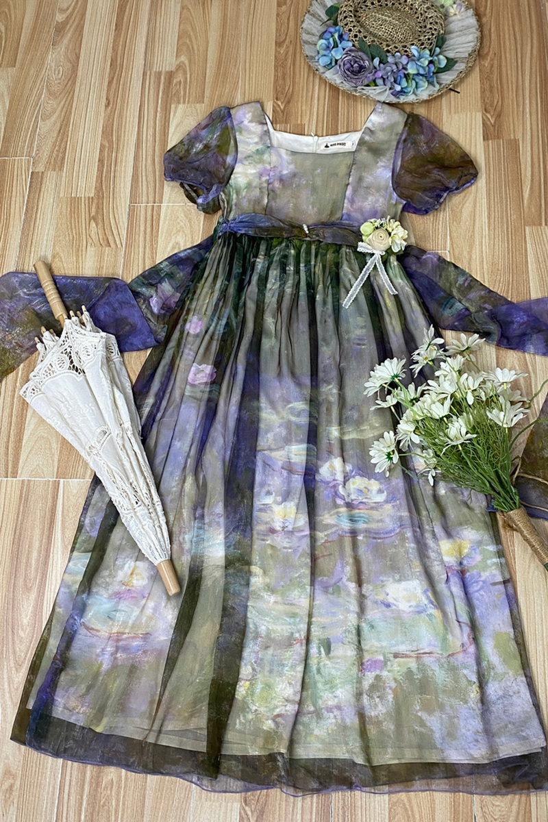 Marble Art High Waist Mark Lolita Dress