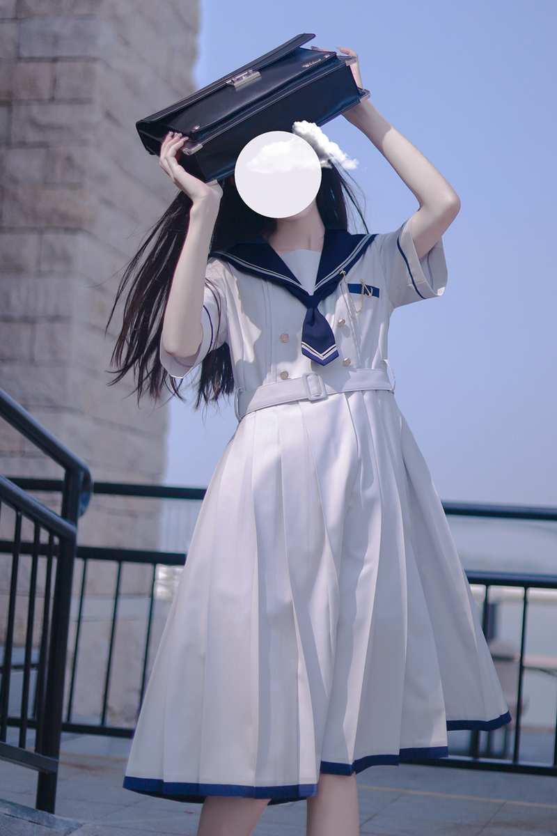 Retro College Sweet Sailor Dress + Tie + Brooch
