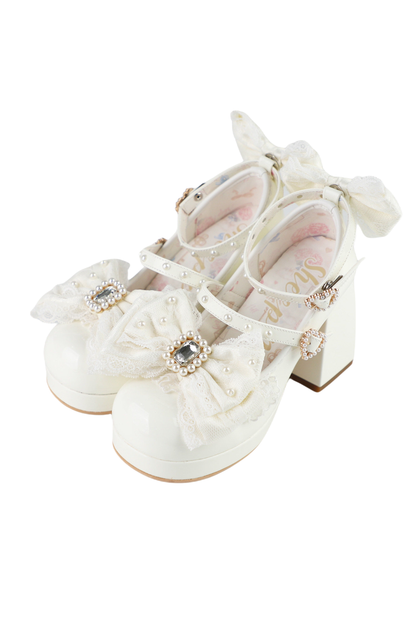 Polka Dot Lolita Ribbon High Heels