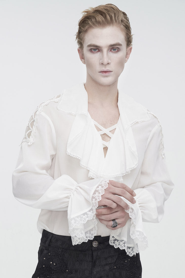 White Ruffled Collar Puff Sleeved Gothic Shirt